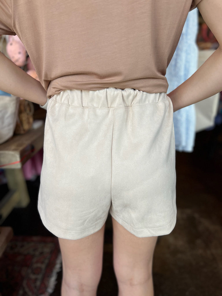 Cream Suede Shorts