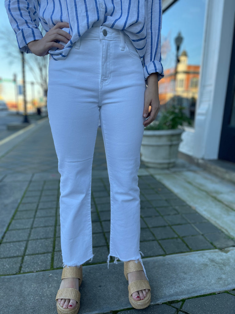 White Vintage Cropped Flare Jean