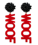 WOOF Letter & Pompom Earrings
