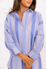 Blue Fall Stripe Poplin V-Neck Oversized Tunic