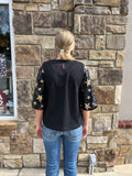 Sequin Star Sleeve Knit Top