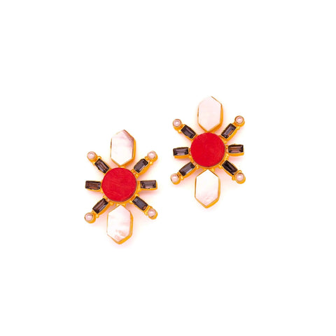 Red Bulldog Tassel Earrings